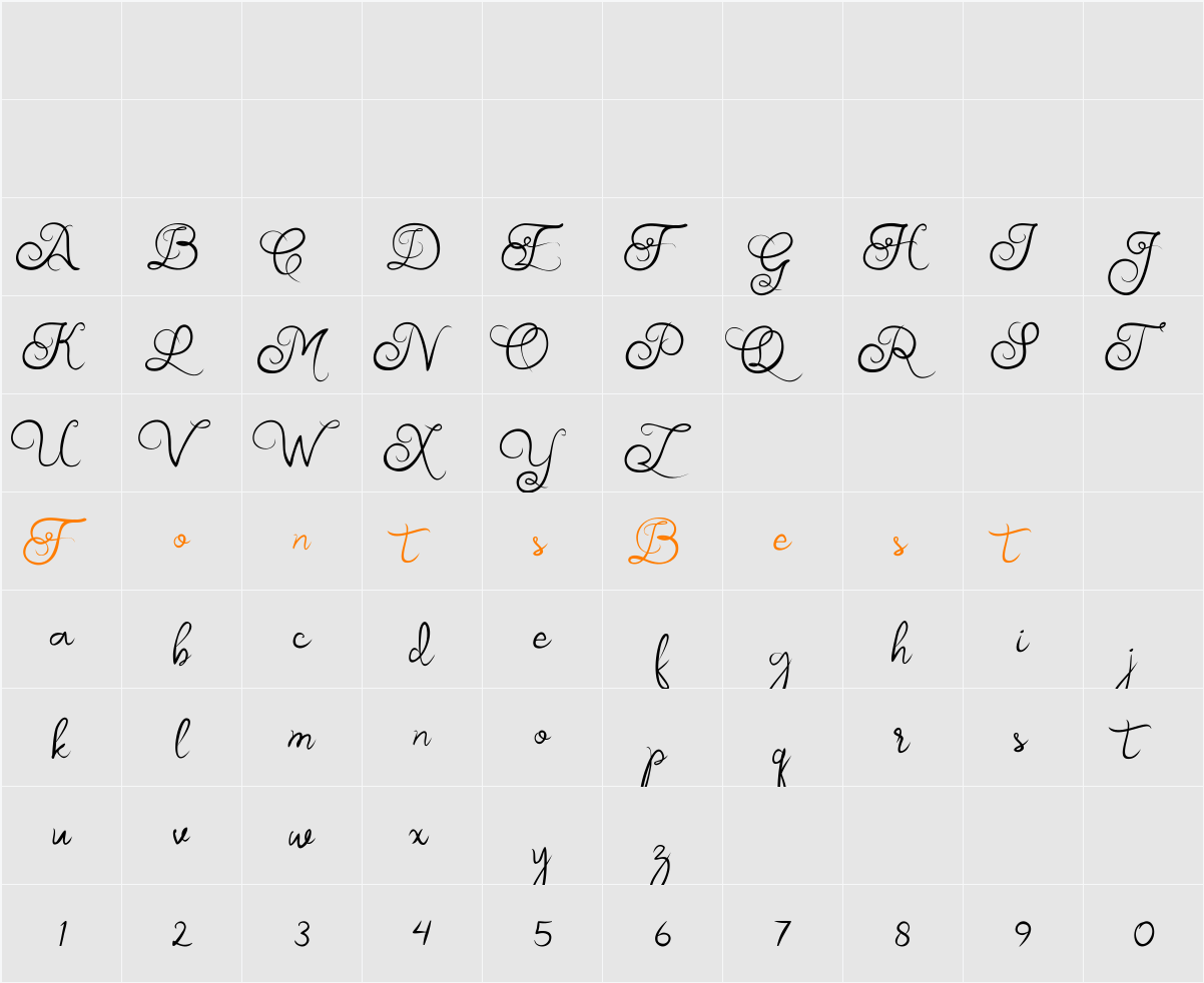 Akurapoppo Luxury Handwritten Character Map