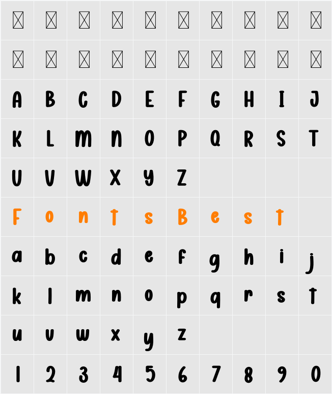 Blood Spots Character Map