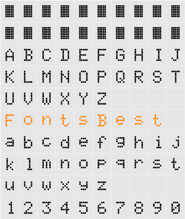 MatrixType Display Character Map
