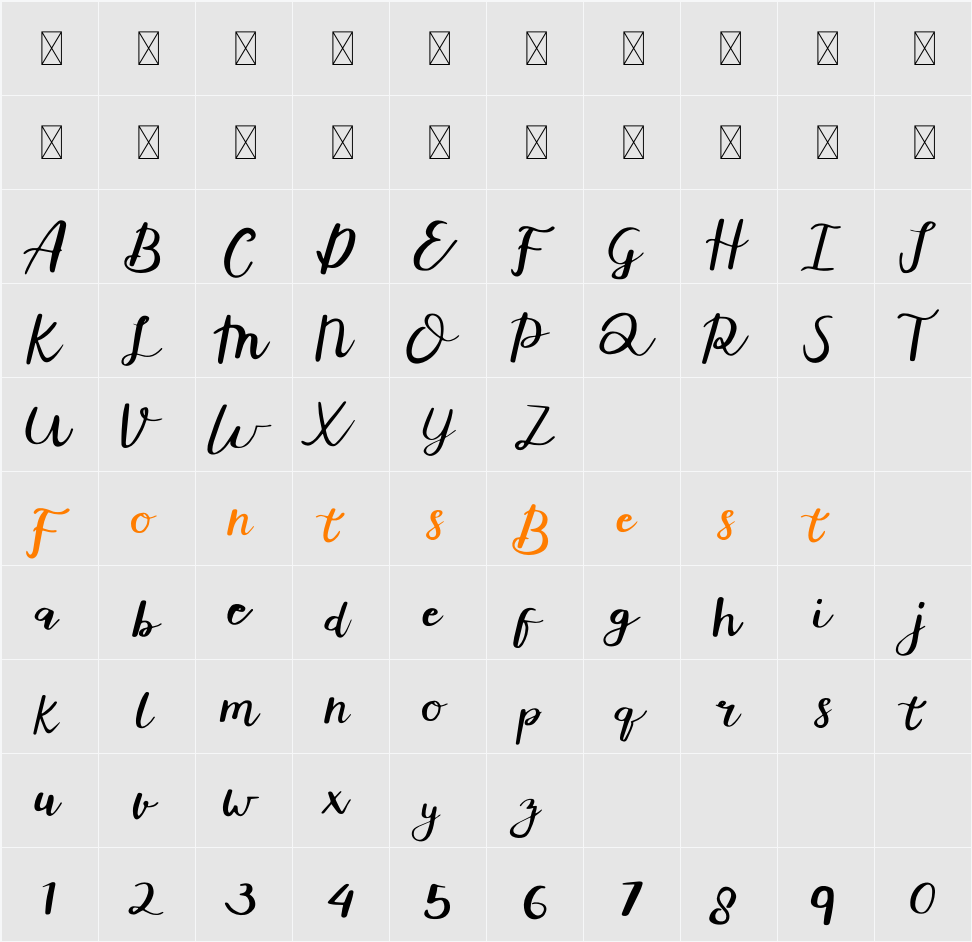 Averto Character Map