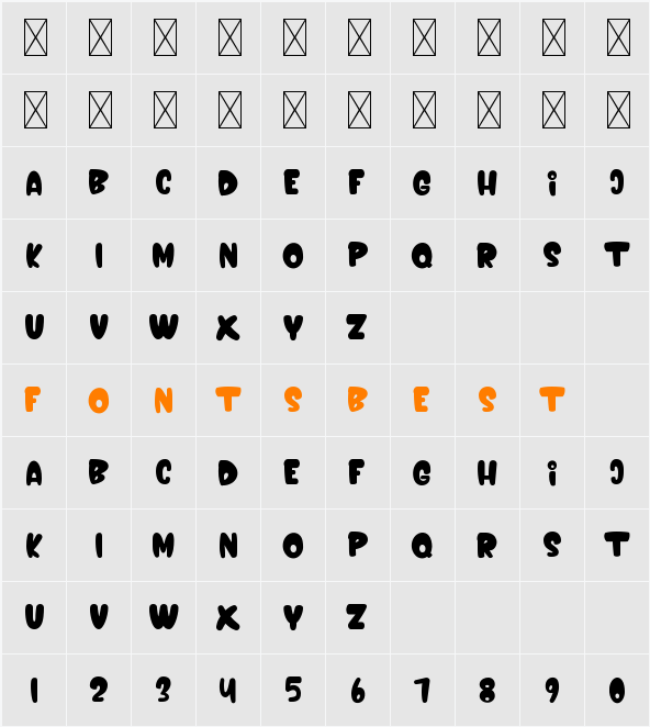 Bobamilk Bold Character Map