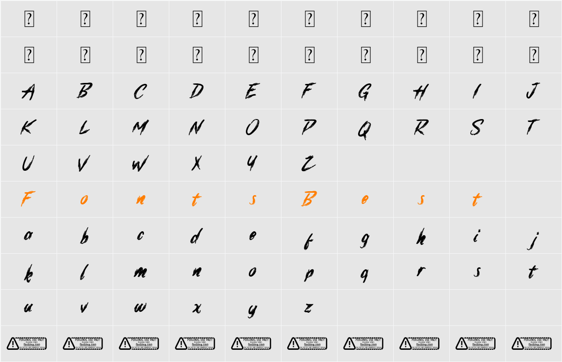 Brushle Character Map