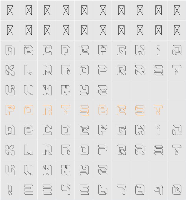 SAIBA-45 Outline Character Map