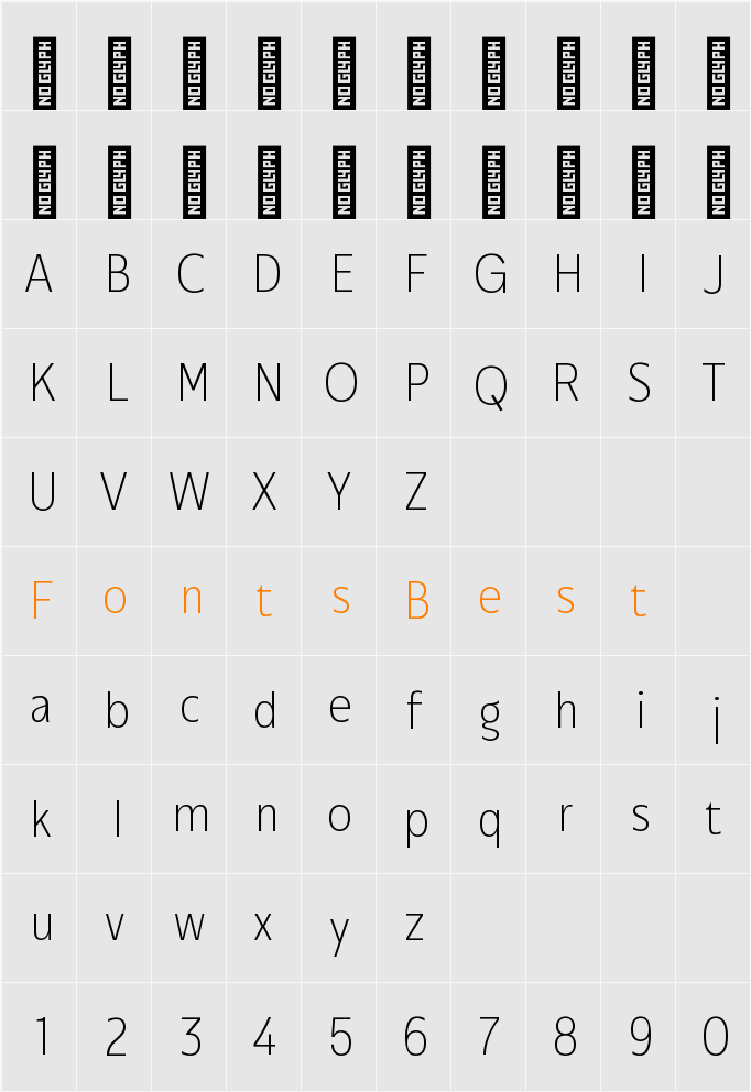 Performa Nr Thin Character Map
