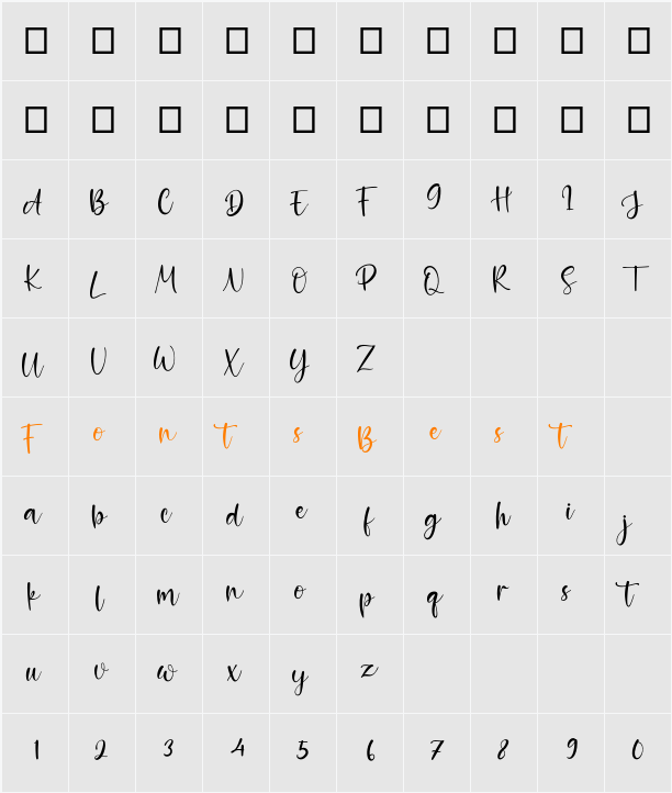 Aurella Character Map