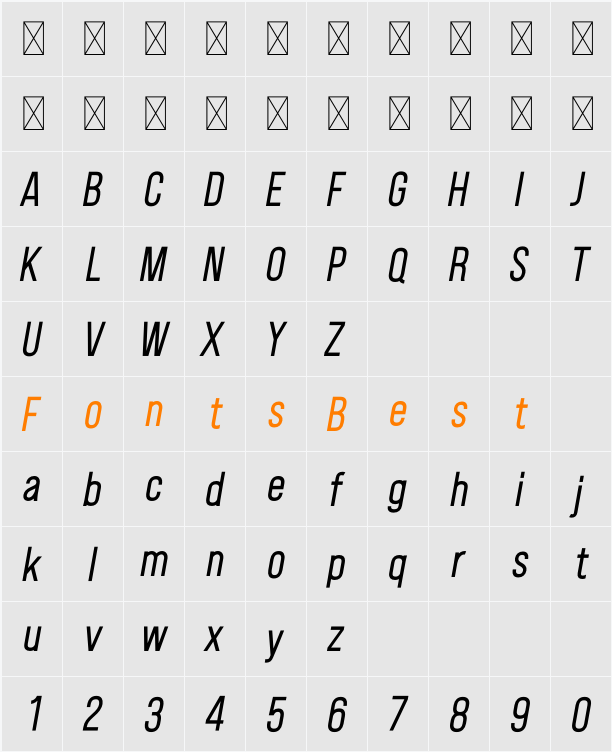 Fitiya Character Map