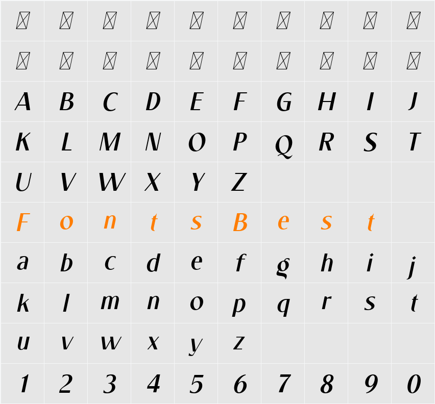 Churek Character Map