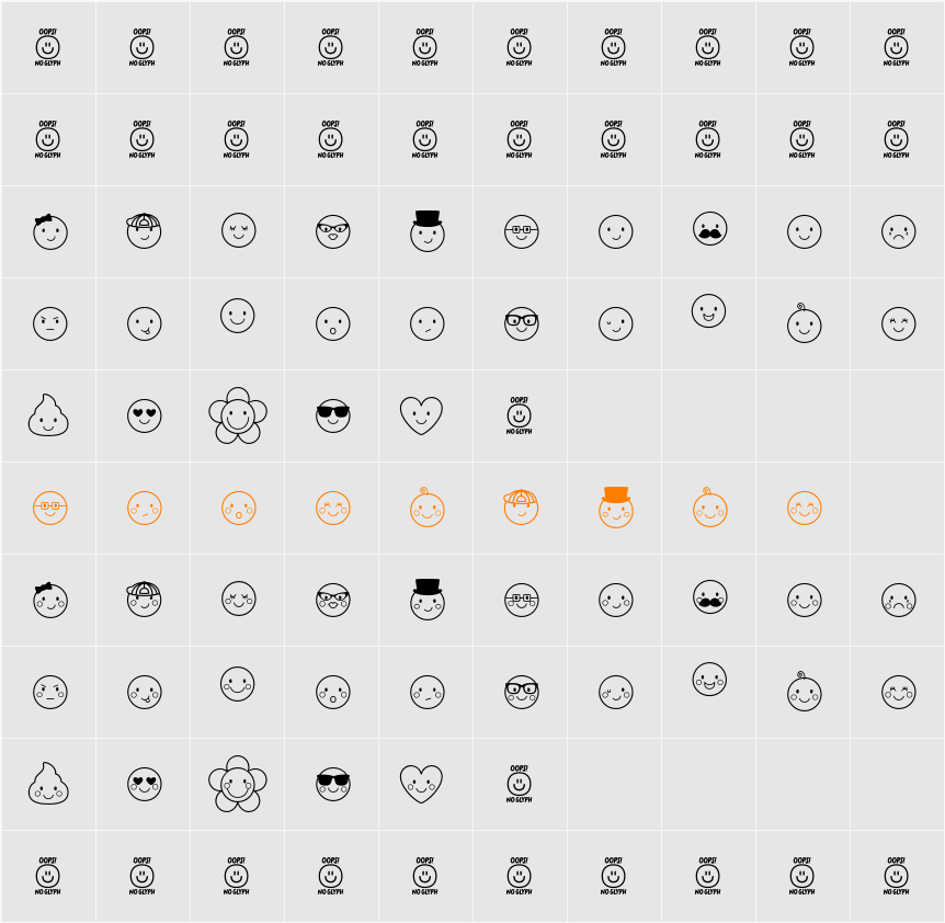MTFCheekyEmojiDoodles Character Map