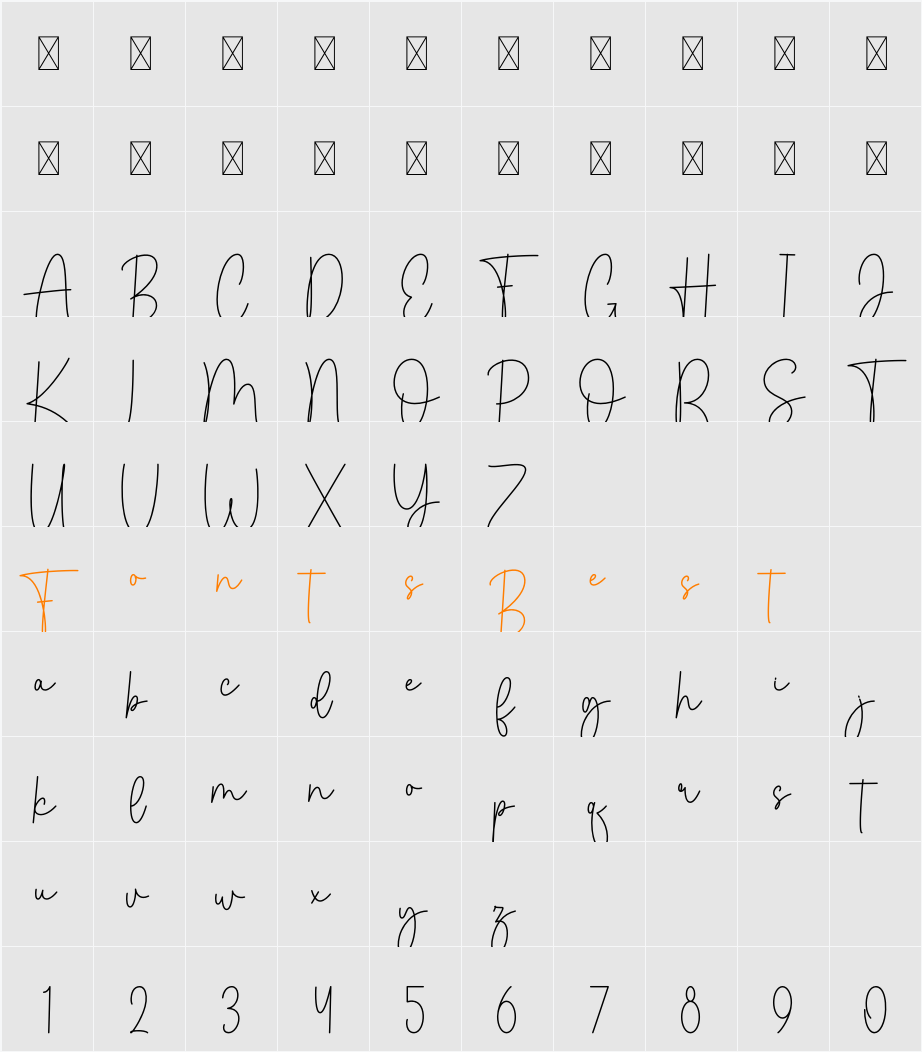 Summer Monoline Character Map