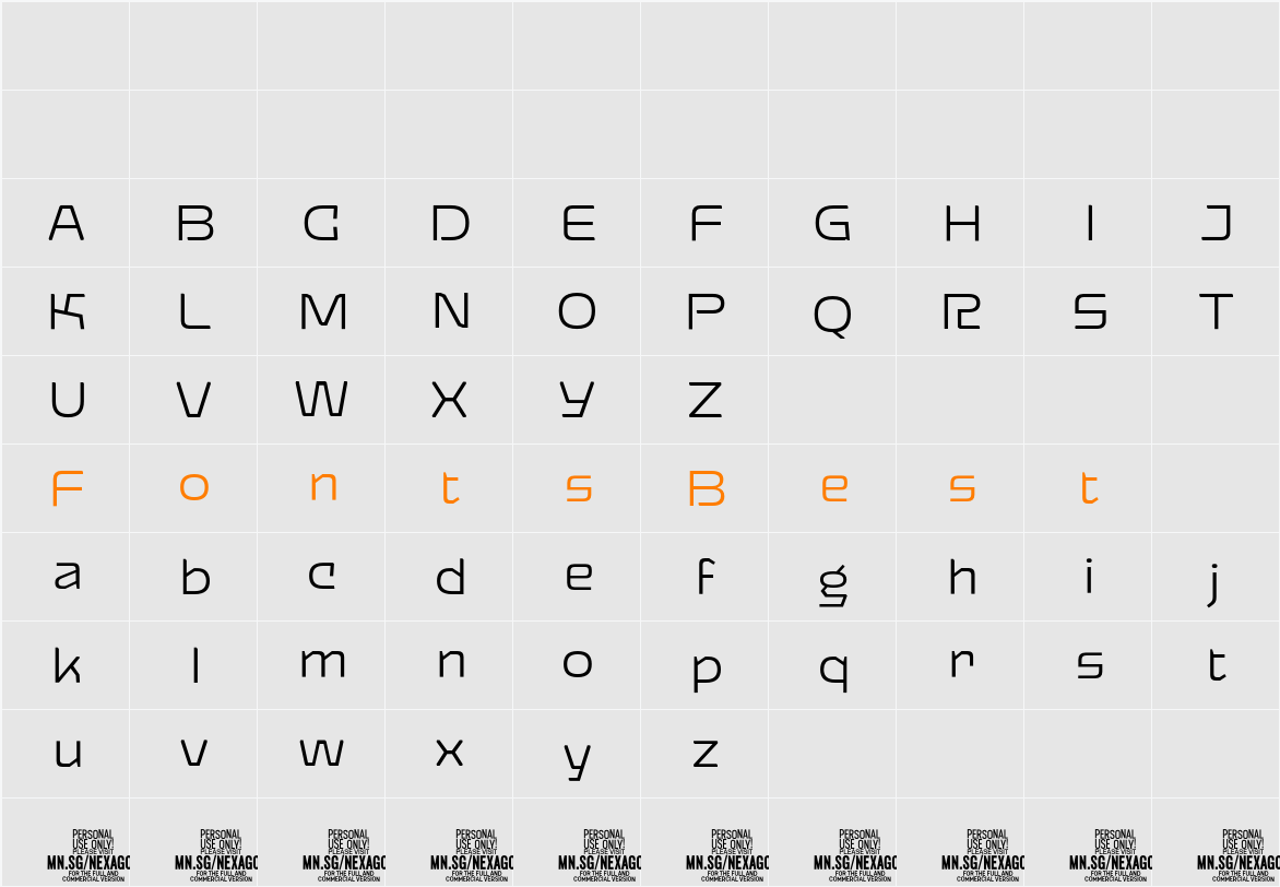 Nexagon Light PERSONAL USE Character Map