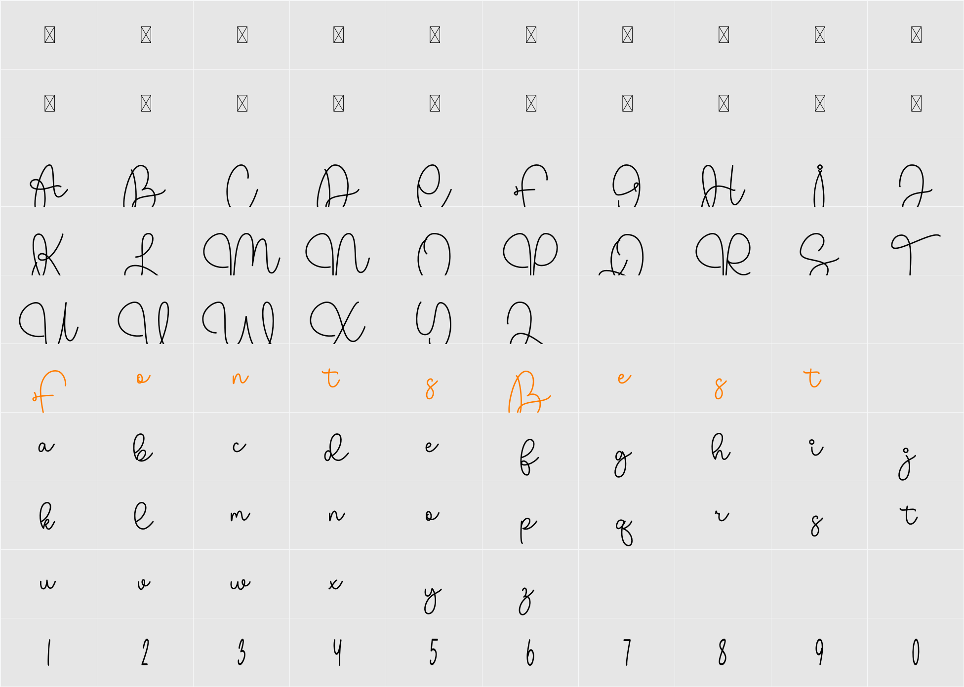 Little Angel Monolin Character Map