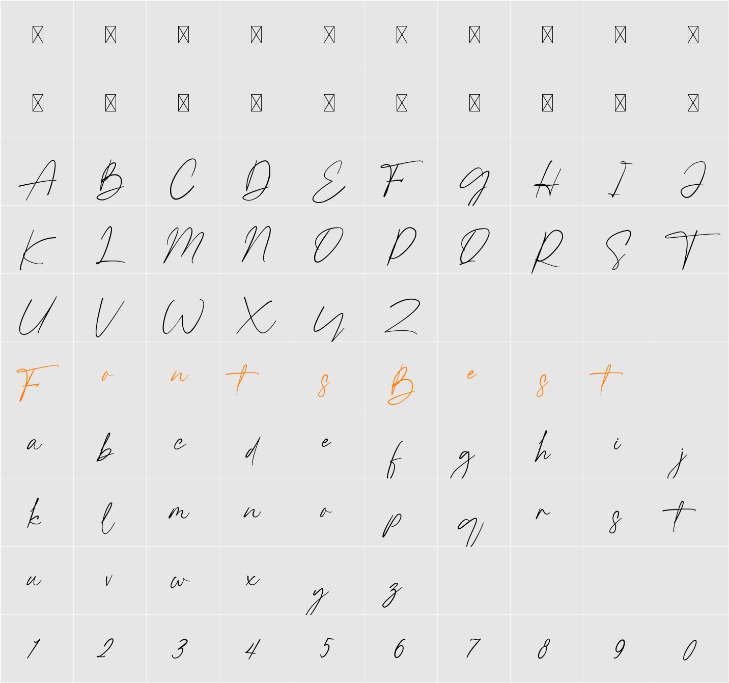 Goldesty Character Map