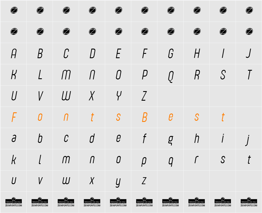Sugo Pro Display Trial Character Map