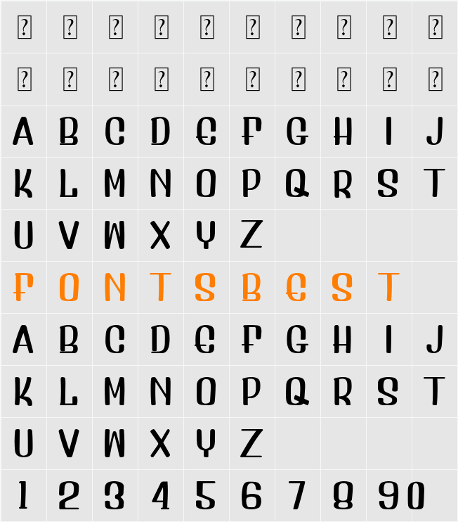 Artisa Font Character Map