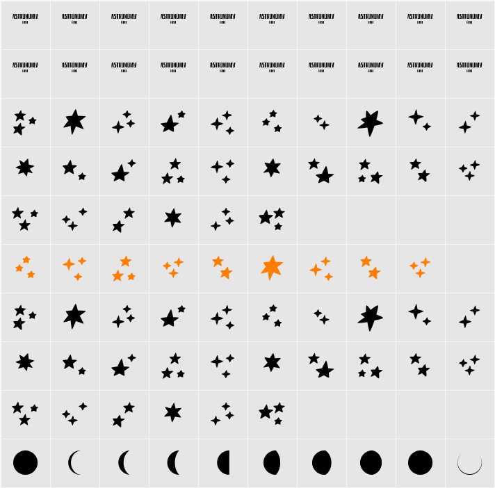 Astronomy Character Map