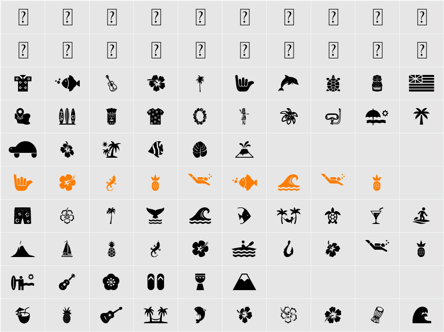 Hawaiian Icons Character Map