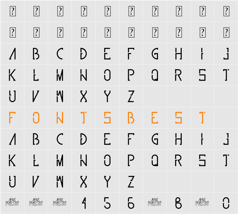 Avint Bold Character Map