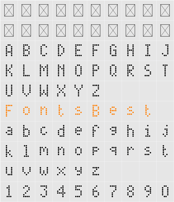 PixelBus Character Map