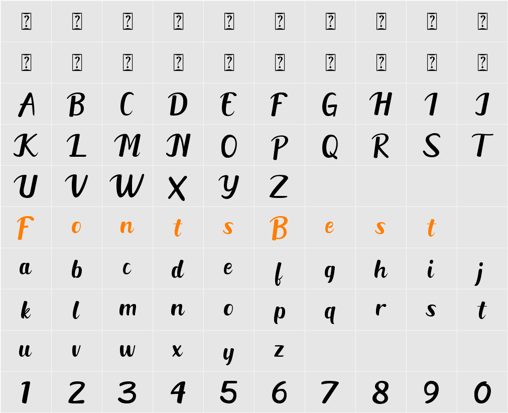 Austhin Character Map