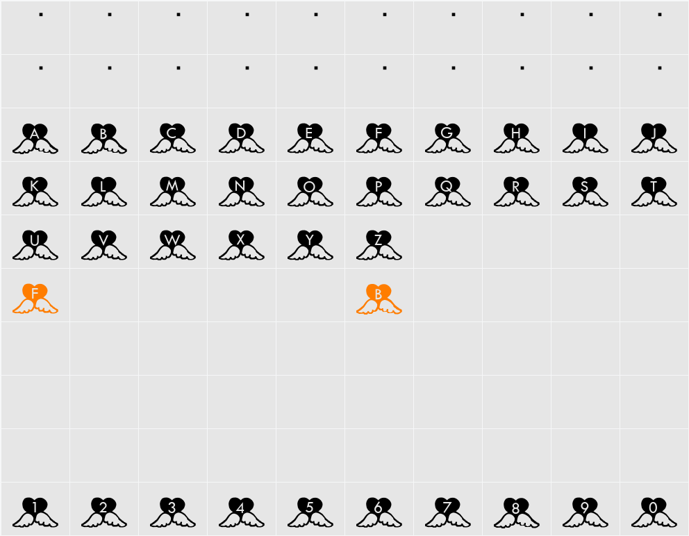 Hearts Character Map
