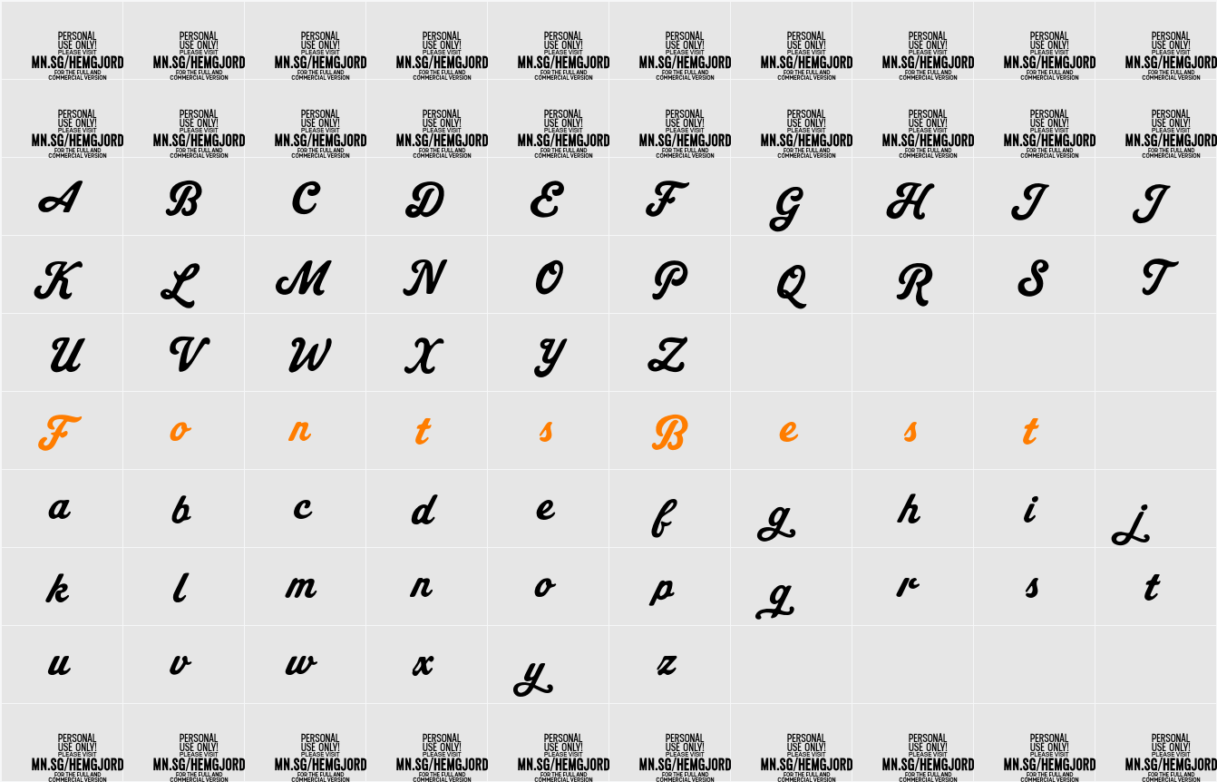 Hemgjord Lettering PERSONAL Character Map