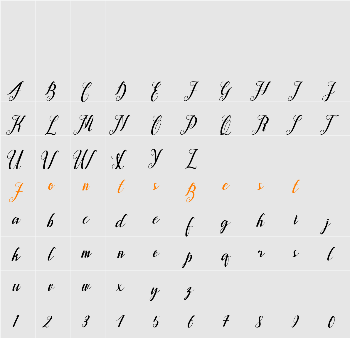 Alongtime  Character Map