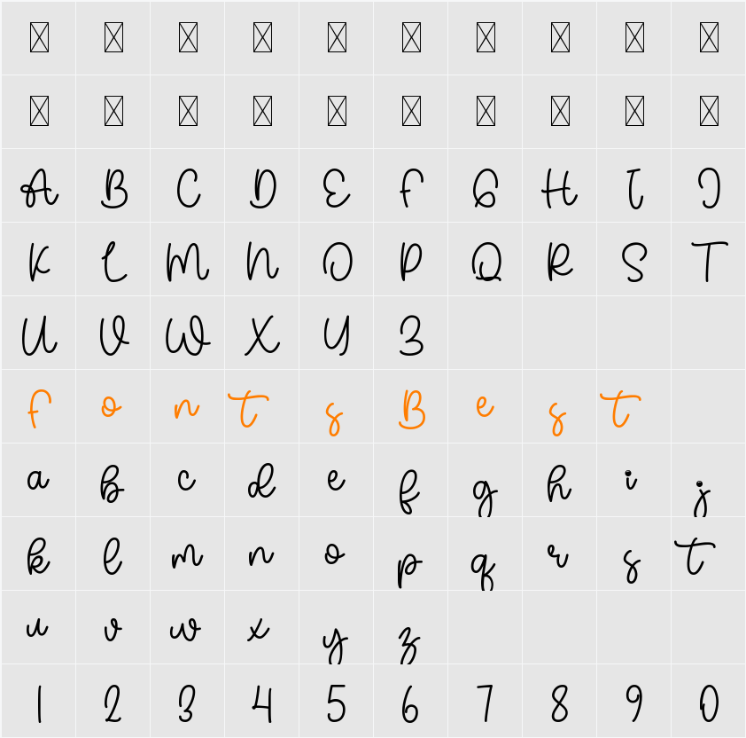Bobamilk Character Map