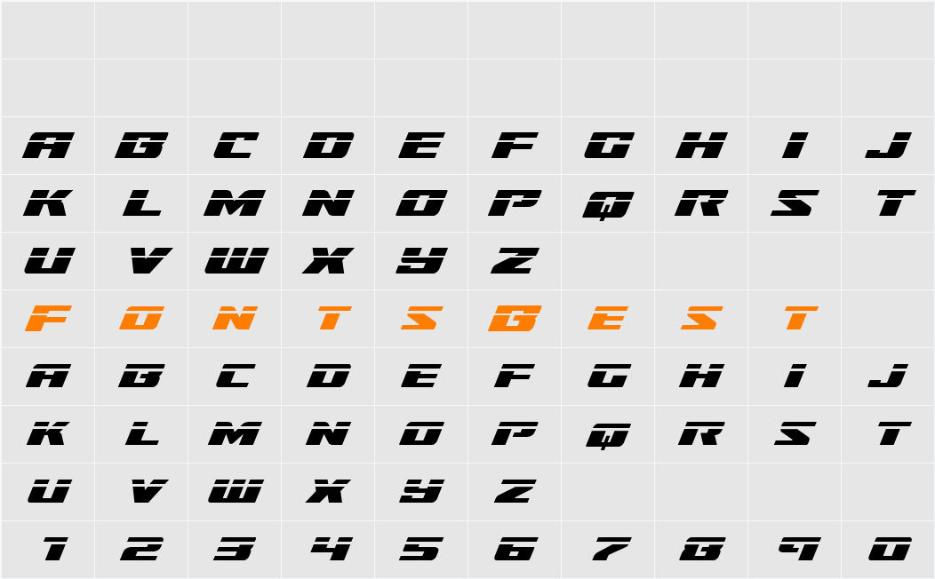 Super Brigade Laser Character Map