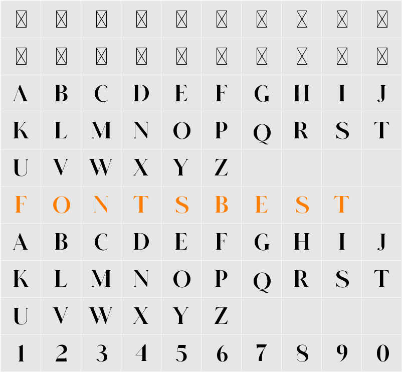 GLITTEN ALL CAPS Character Map