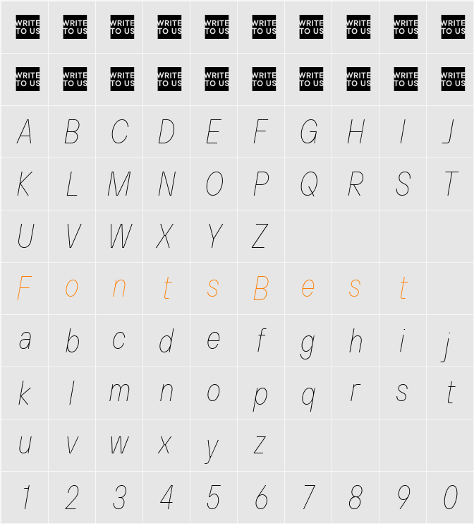 TT Hoves Pro Trl Cnd Hairline Character Map