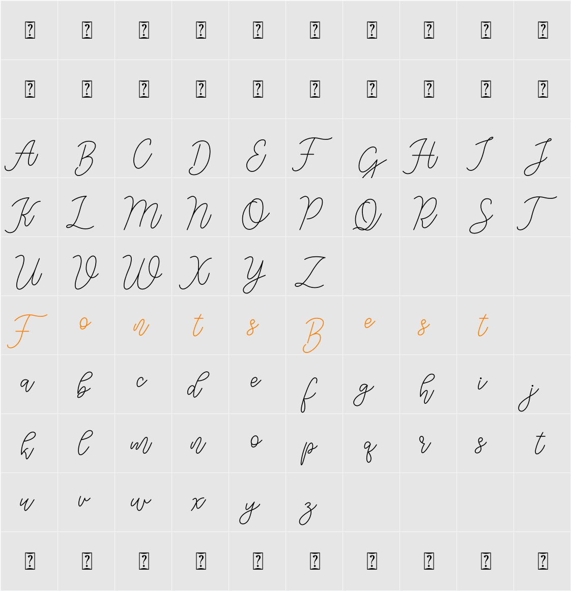 Aurora Character Map
