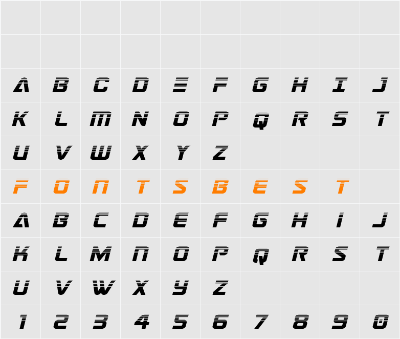 Astro Armada Halftone Italic Character Map