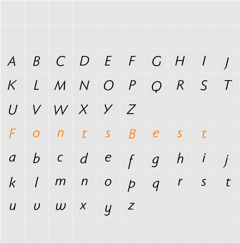 Faber Sans Pro reduced Character Map