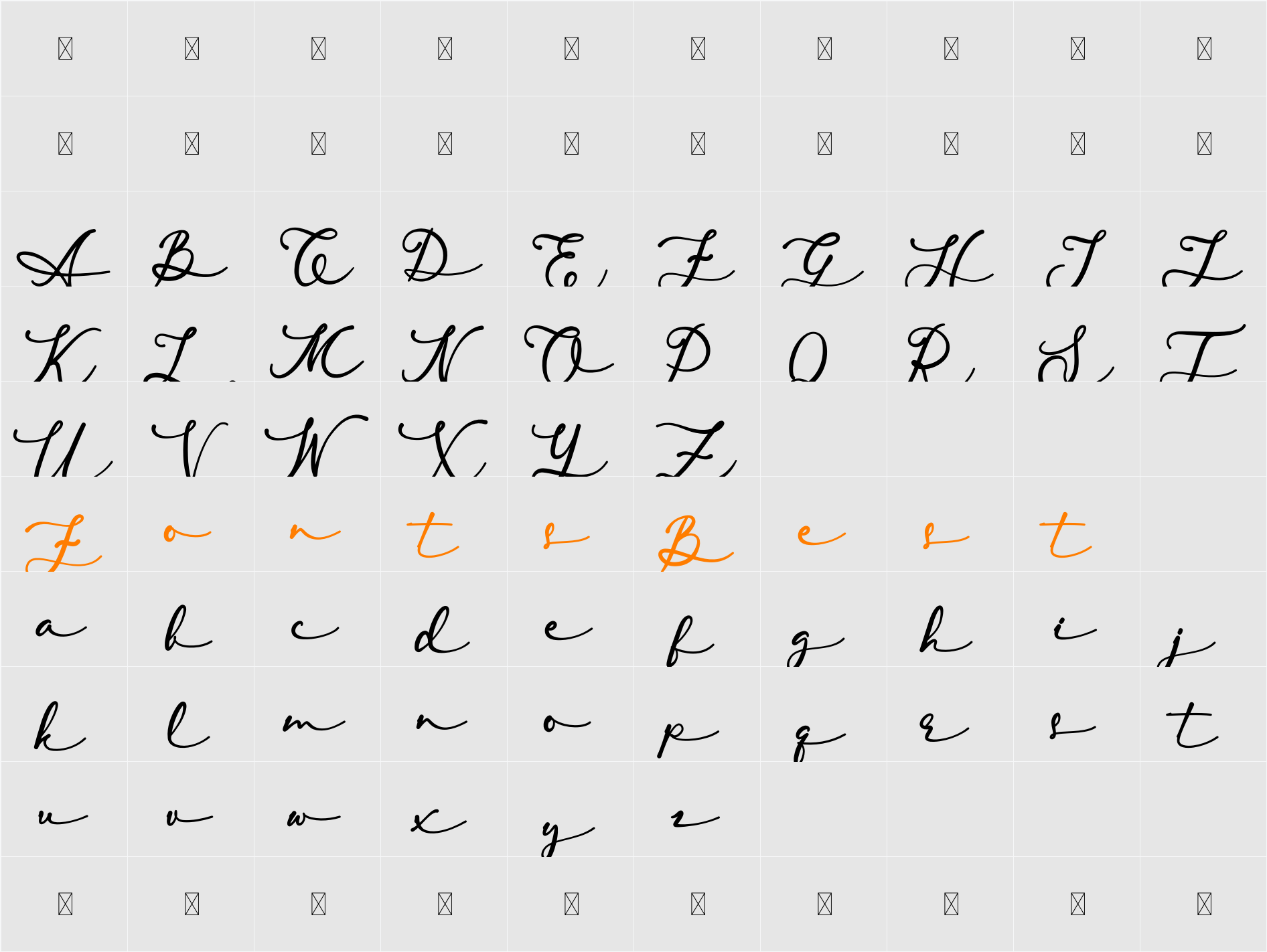 Lambresia Character Map