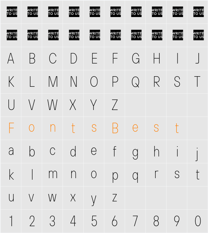 TT Hoves Pro Trl Cnd Thin Character Map