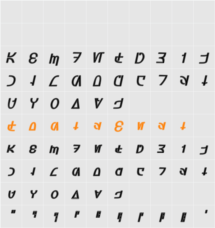 Aurebesh_Rodian Character Map