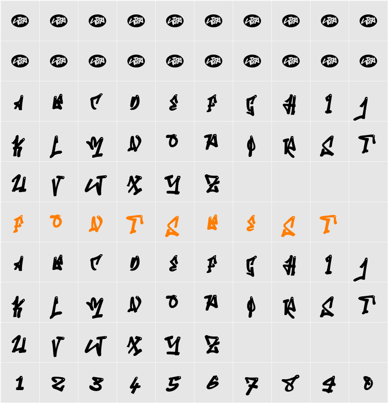 a Arena Graffiti Character Map