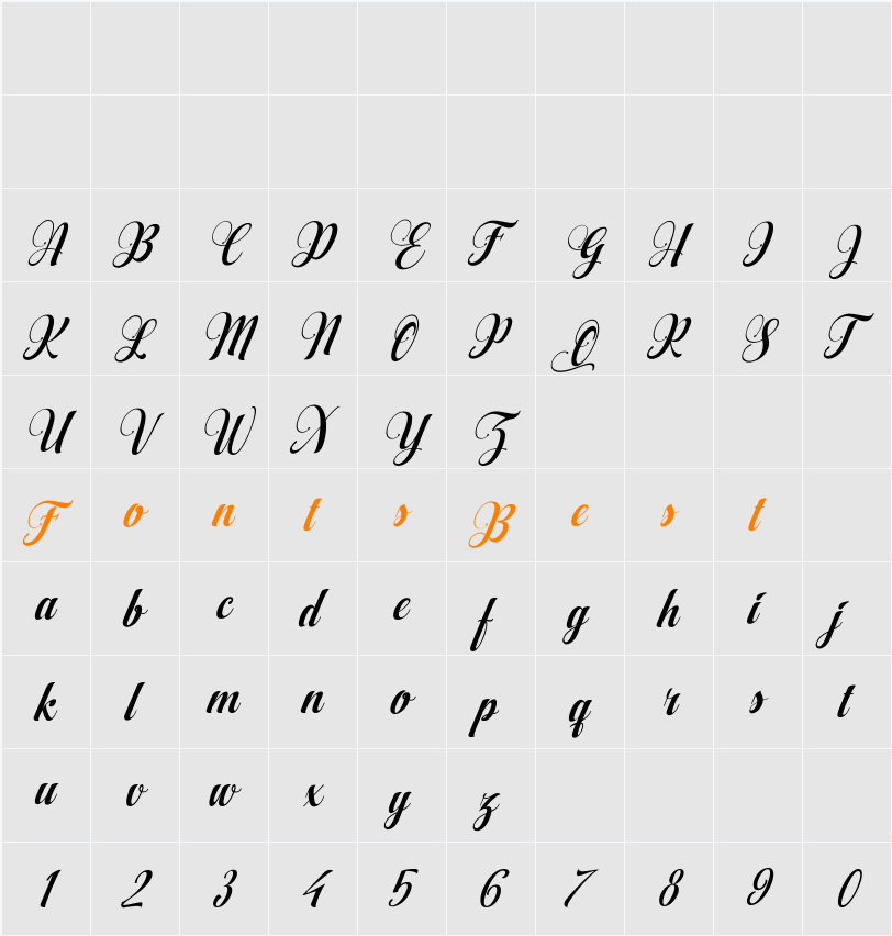 AqualitaItalic Character Map