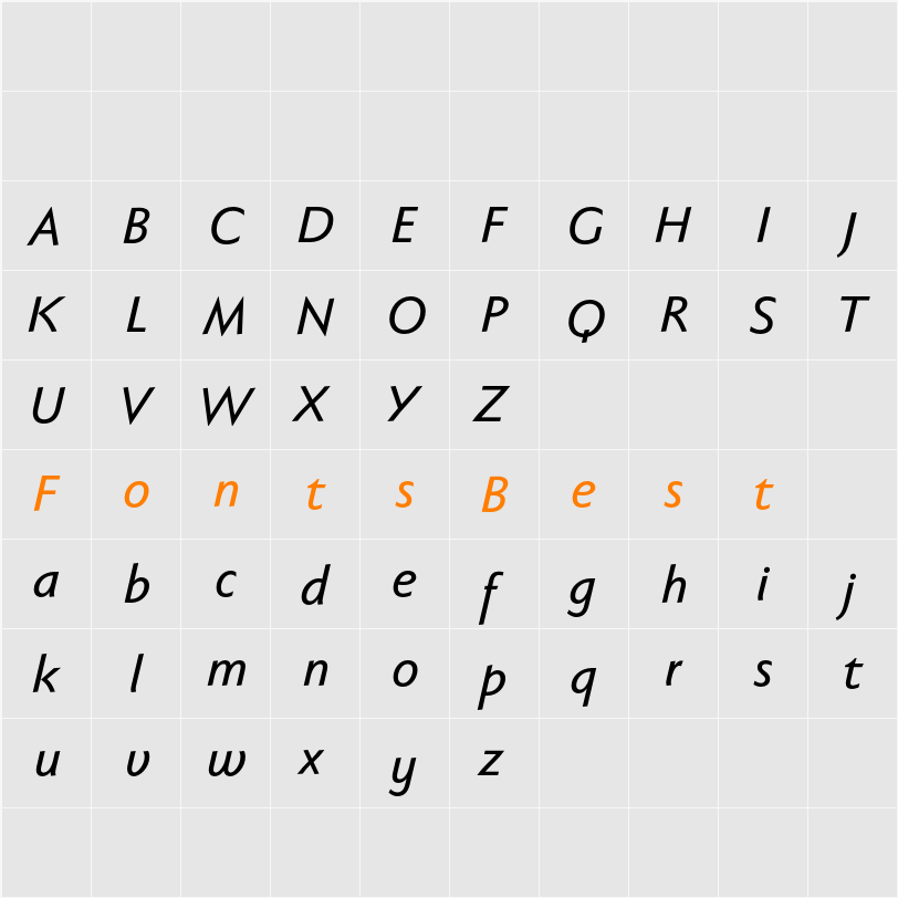 Faber Sans Pro reduced Character Map