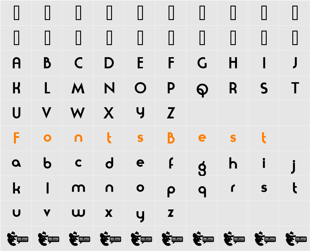 moderna Character Map