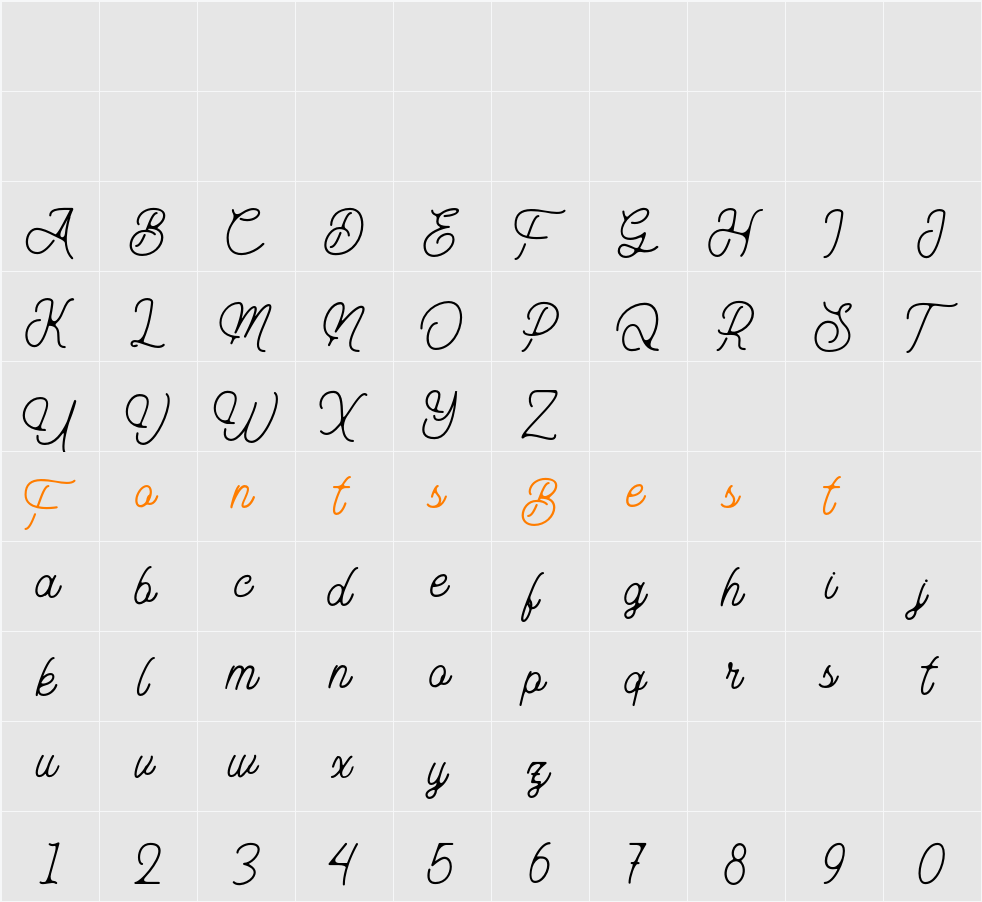 Aurelig Regular Character Map