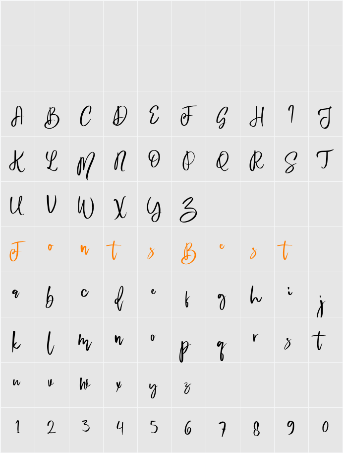 Bedmiwoc Brush Character Map