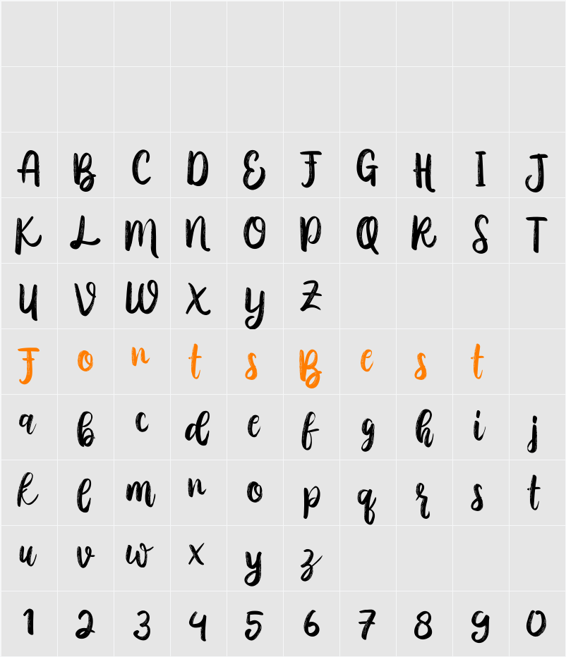 Austhina Brush Calligraphy Scra Character Map