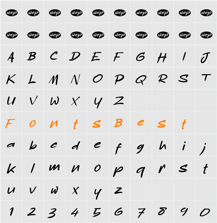 a Apa Bedone 11 12 Character Map