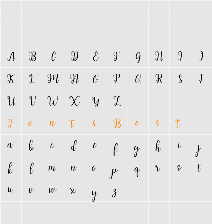andiney Character Map