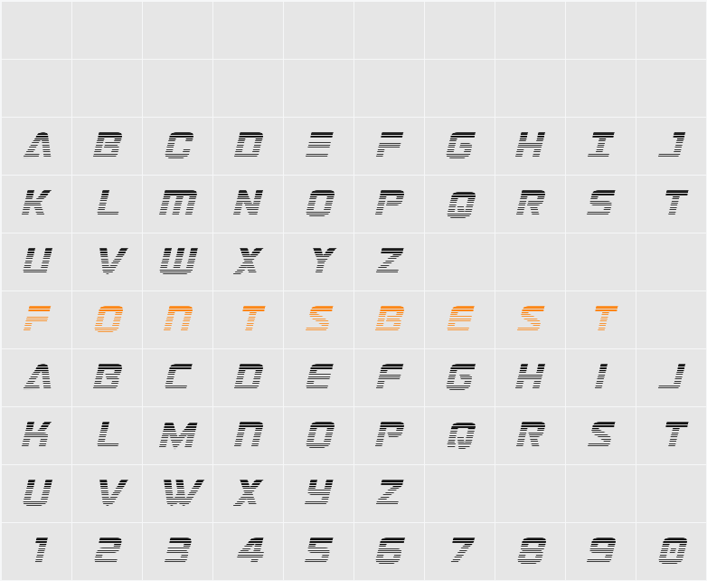 Astro Armada Gradient 2 Italic Character Map
