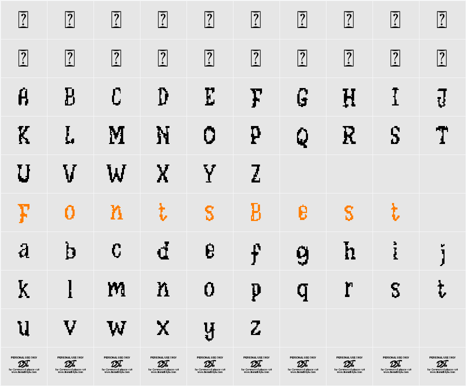 Digipixel Character Map