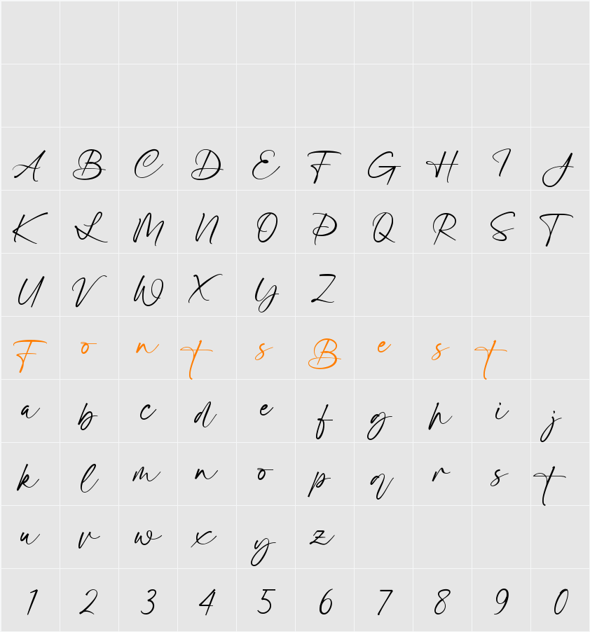 Cantiqu stand Character Map