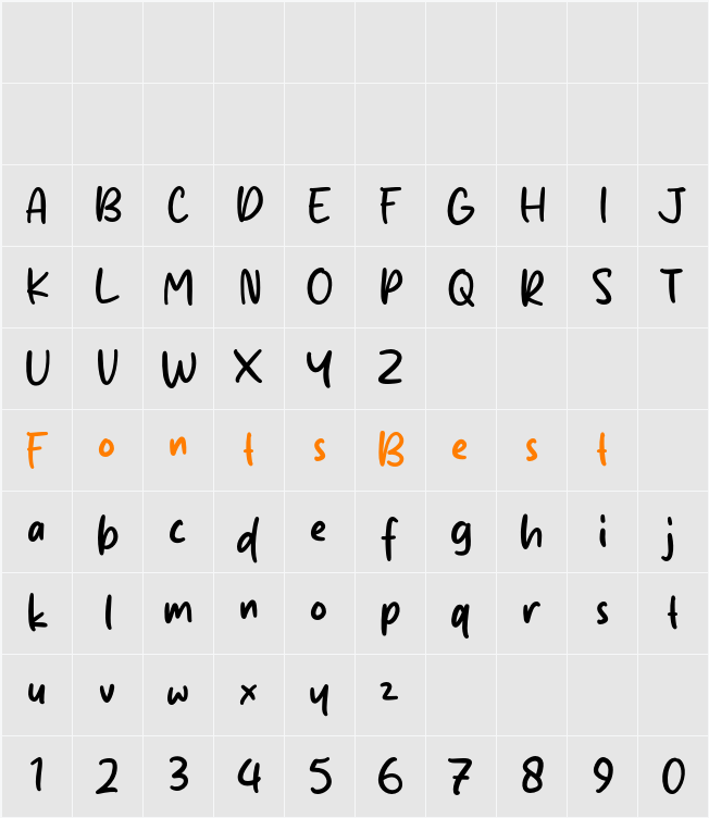 Silybrown Character Map