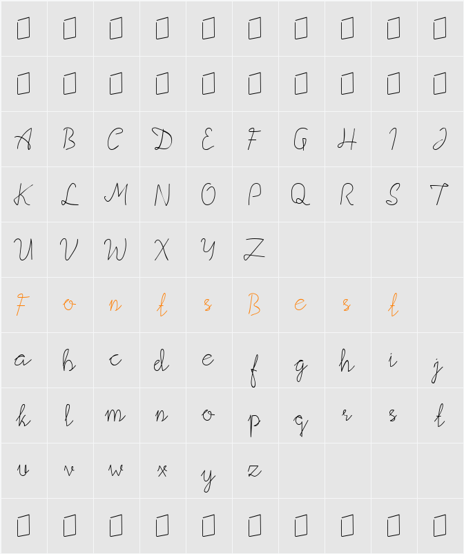 Aquilegia Script Character Map